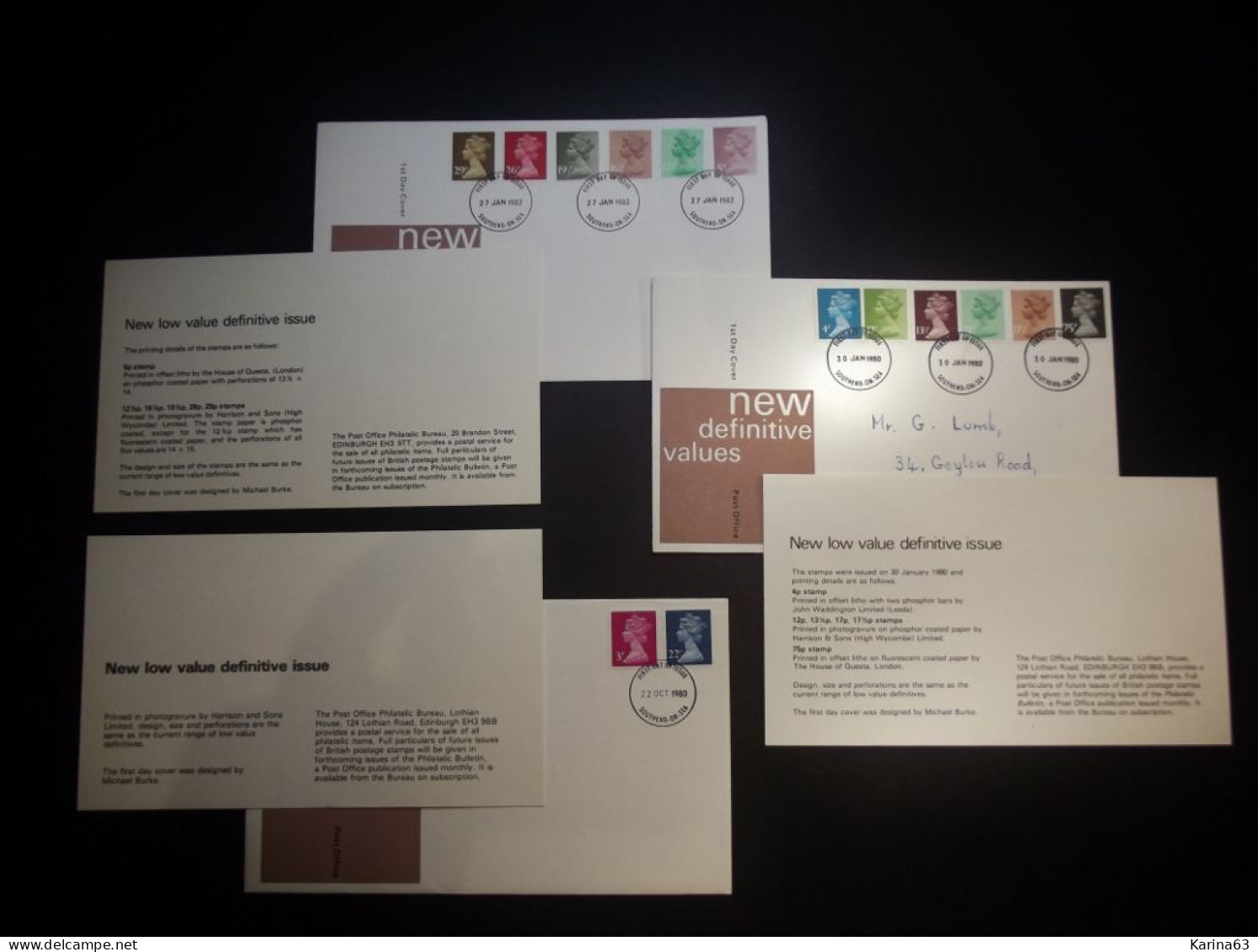 Great Britain - FDC - 1980 - 3 Envelopes - New Definitive Values  - With Insert - Cancellation Southend-on Sea - Essex - 1971-1980 Em. Décimales