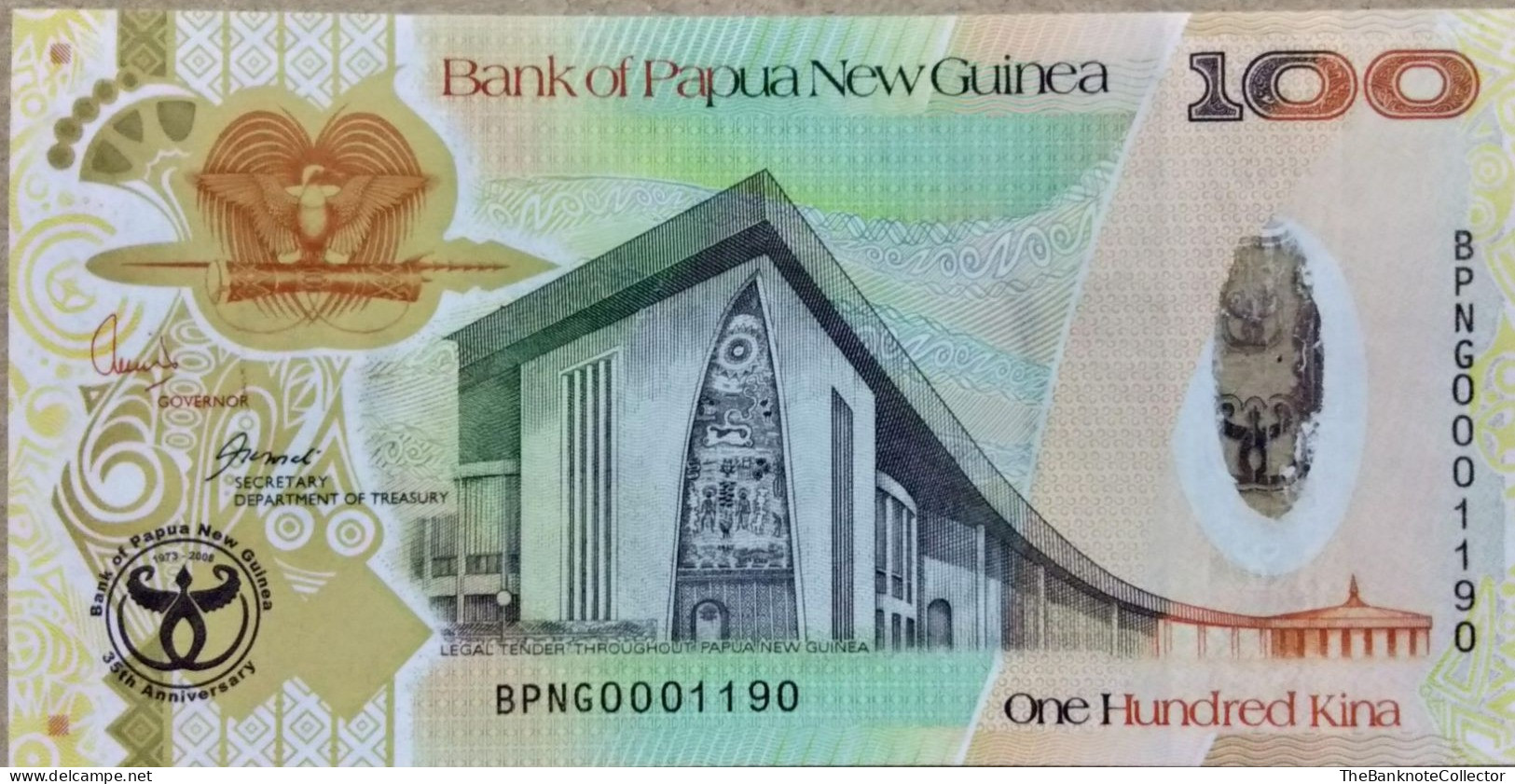 Papua New Guinea 100 Kina ND 2008 35th Anniversary Commemorative P-37 - Papouasie-Nouvelle-Guinée