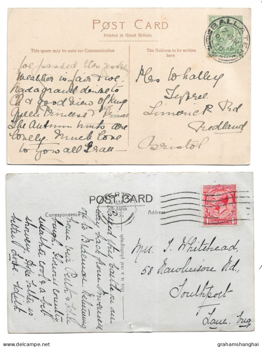 2 Postcards Lot UK Scotland Aberdeenshire Balmoral Castle Royal Residence Posted 1910 & 1931 - Aberdeenshire