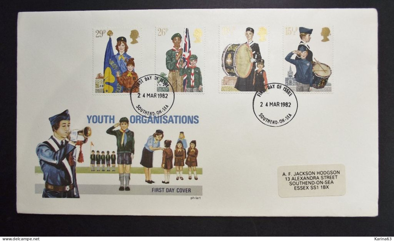 Great Britain - FDC - 1982 - 3 Envelopes - Youth Organisations  - With 1 Insert - Cancellation Southend-on-Sea - 1981-1990 Decimal Issues