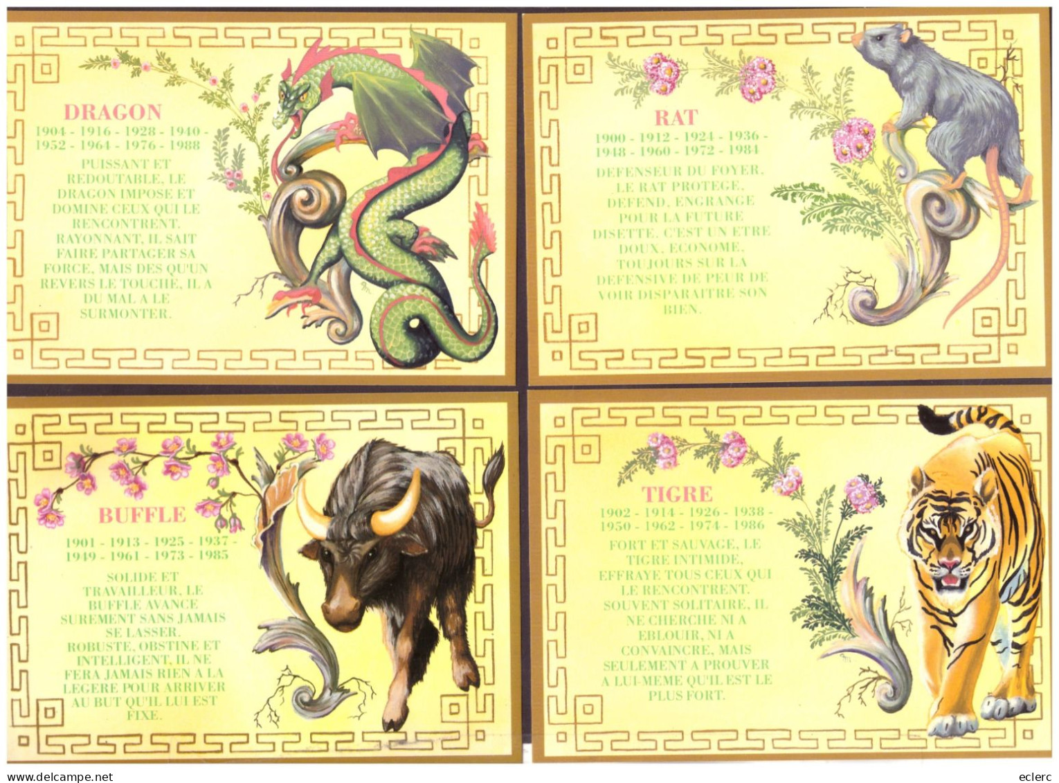 ASTROLOGIE CHINOISE - 12 CARTES 10x15cm - TB - Astrologie