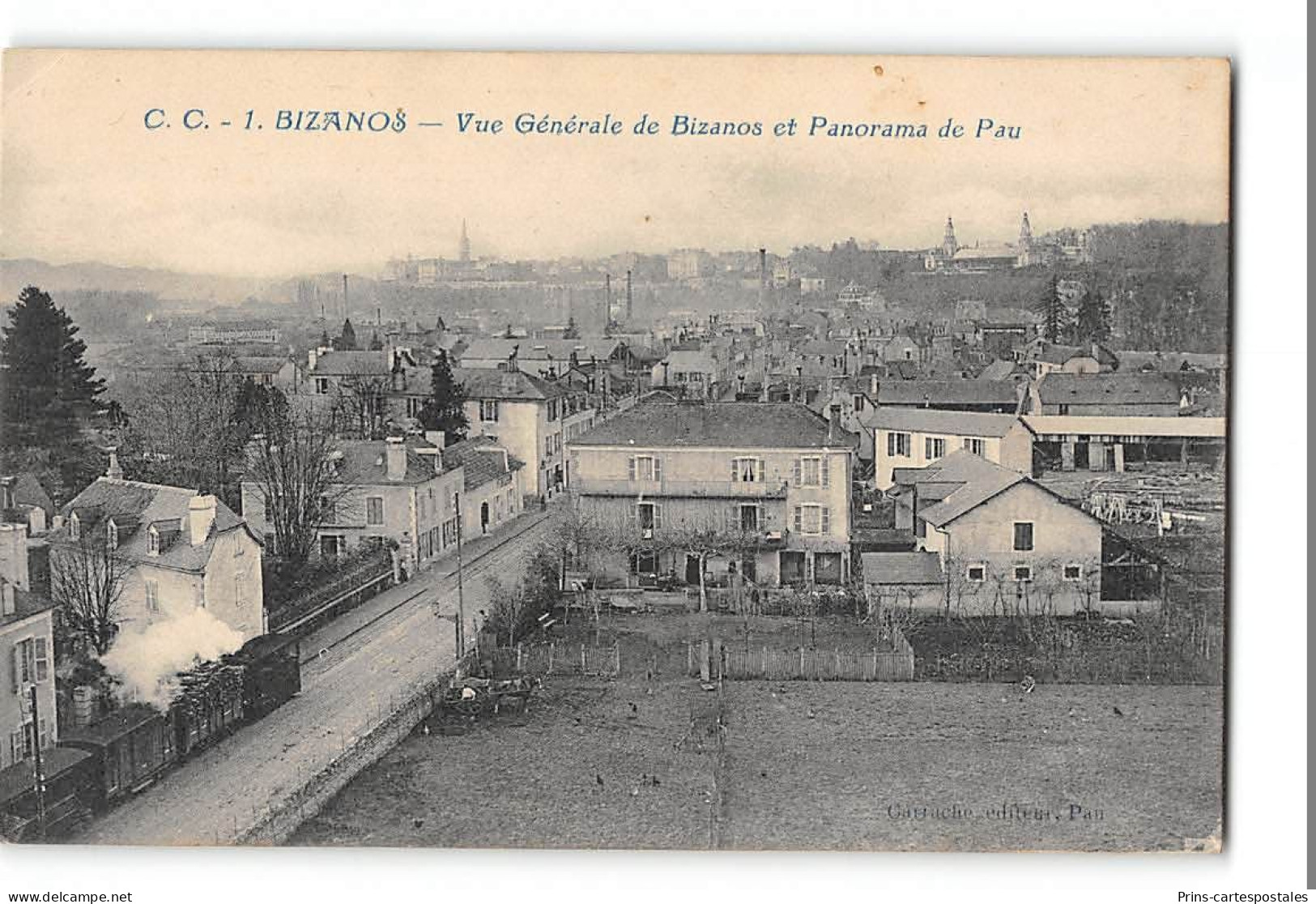 CPA 64 Bizanos Vue Générale Et Le Train Tramway - Bizanos