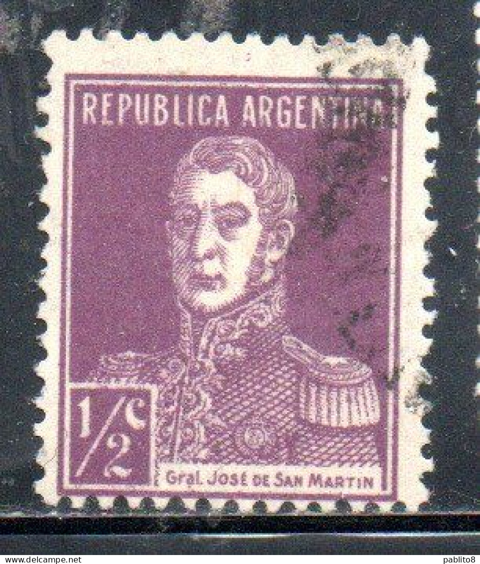 ARGENTINA 1927 1930 JOSE DE SAN MARTIN 1/2c USED USADO OBLITERE' - Used Stamps