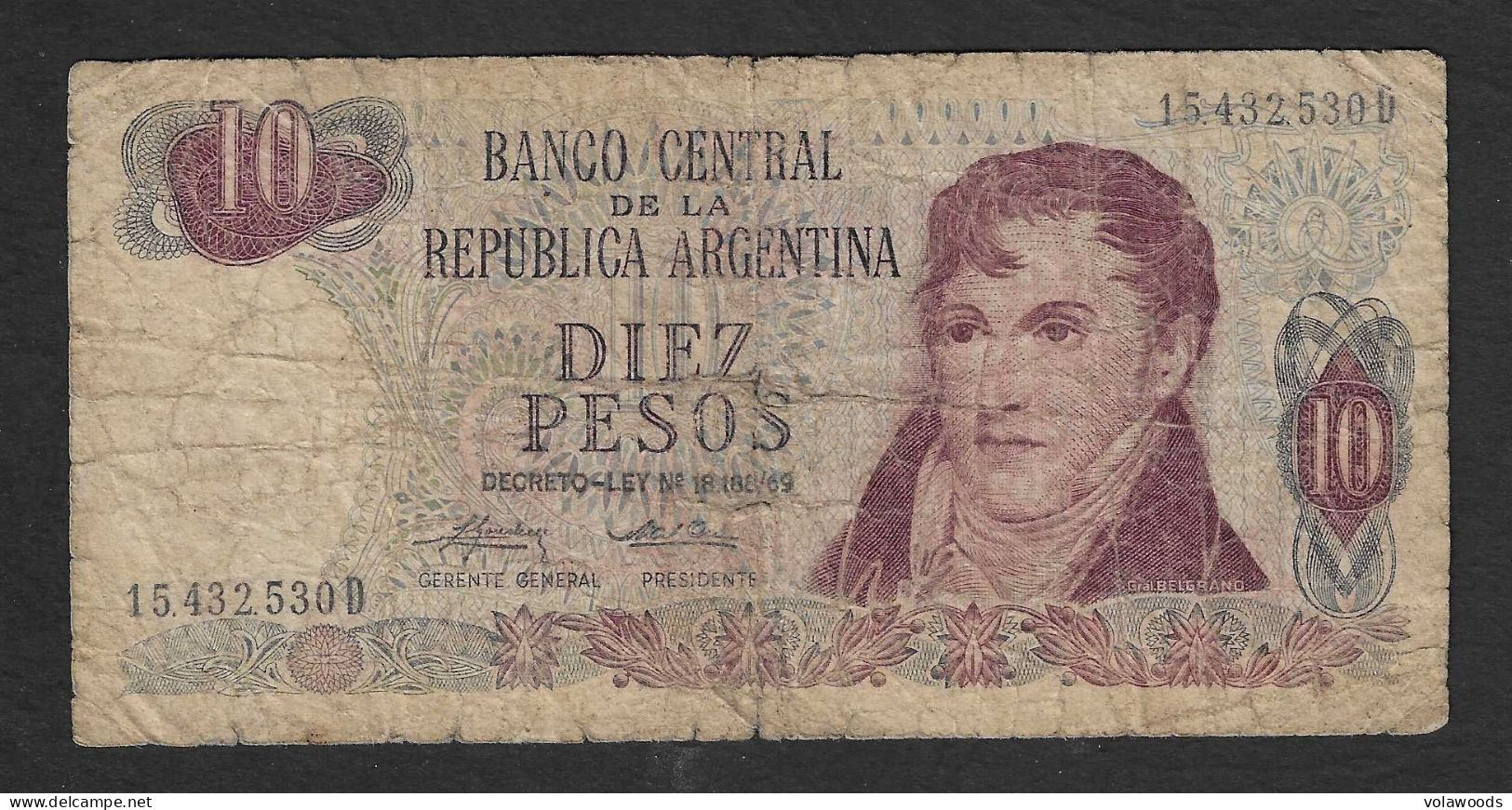 Argentina - Banconota Circolata  Da 10 Pesos P-295a.3 - 1975 #19 - Argentina