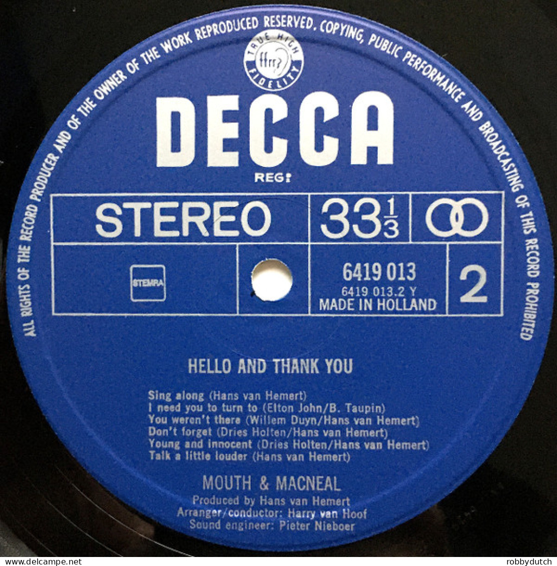 * LP *  MOUTH & MACNEAL - HELLO AND THANK YOU (Holland 1972 EX-) - Disco, Pop