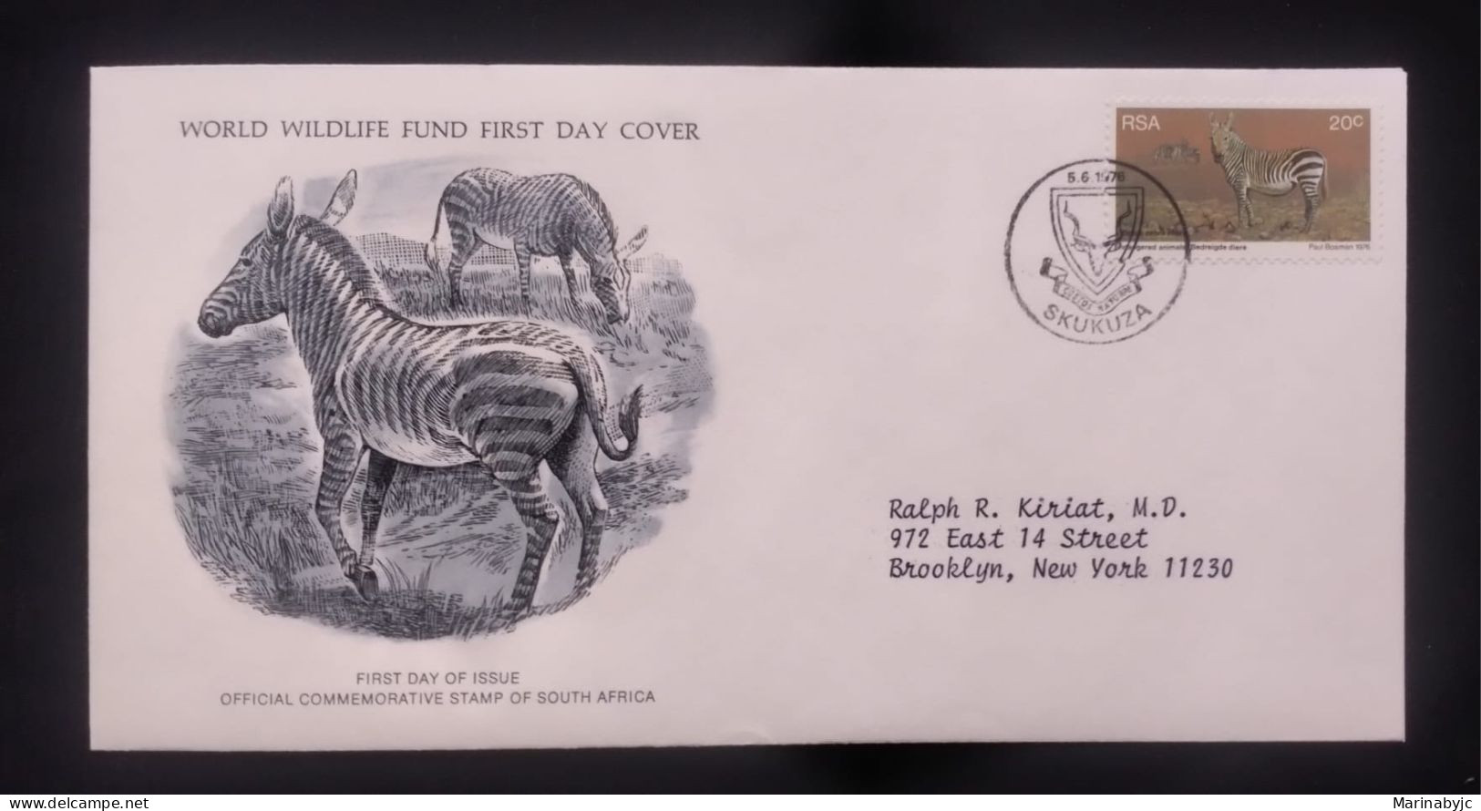 EL)1976 SOUTH AFRICA, WORLD WILDLIFE FUND, WWF, WORLD ENVIRONMENT DAY, ZEBRA, FDC - Ungebraucht