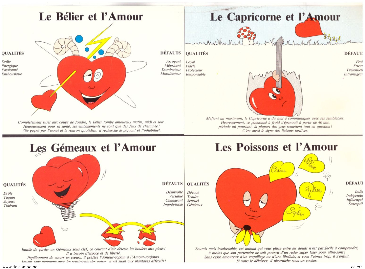 HOROSCOPE - SIGNES DU ZODIAQUE - 12 CARTES 10x15cm - L'ASTROLOGIE ET L'AMOUR - TB - Astrologie