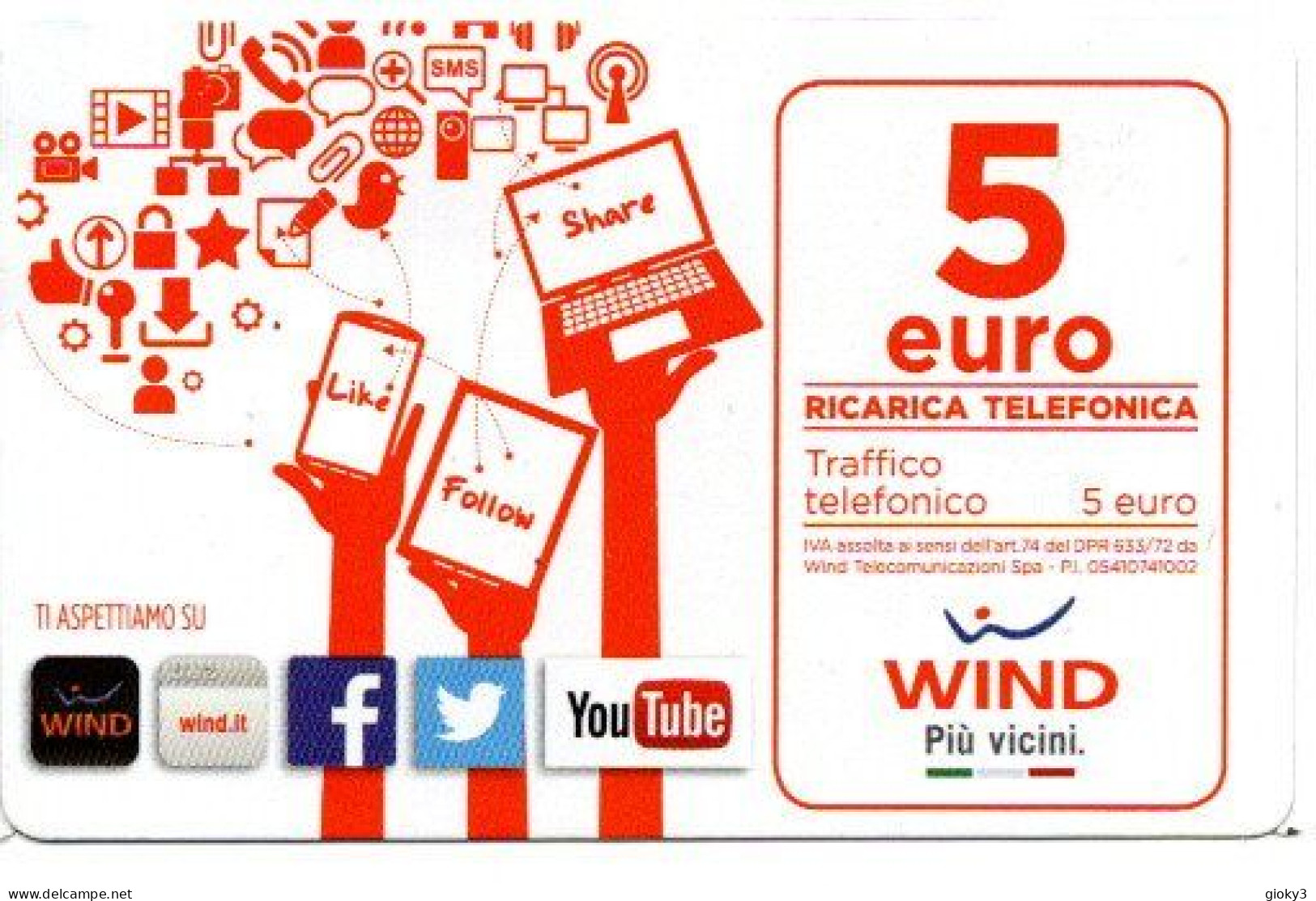 SCHEDA TELEFONICA RICARICA WIND 5 EURO SCADENZA 2019 - Autres - Europe