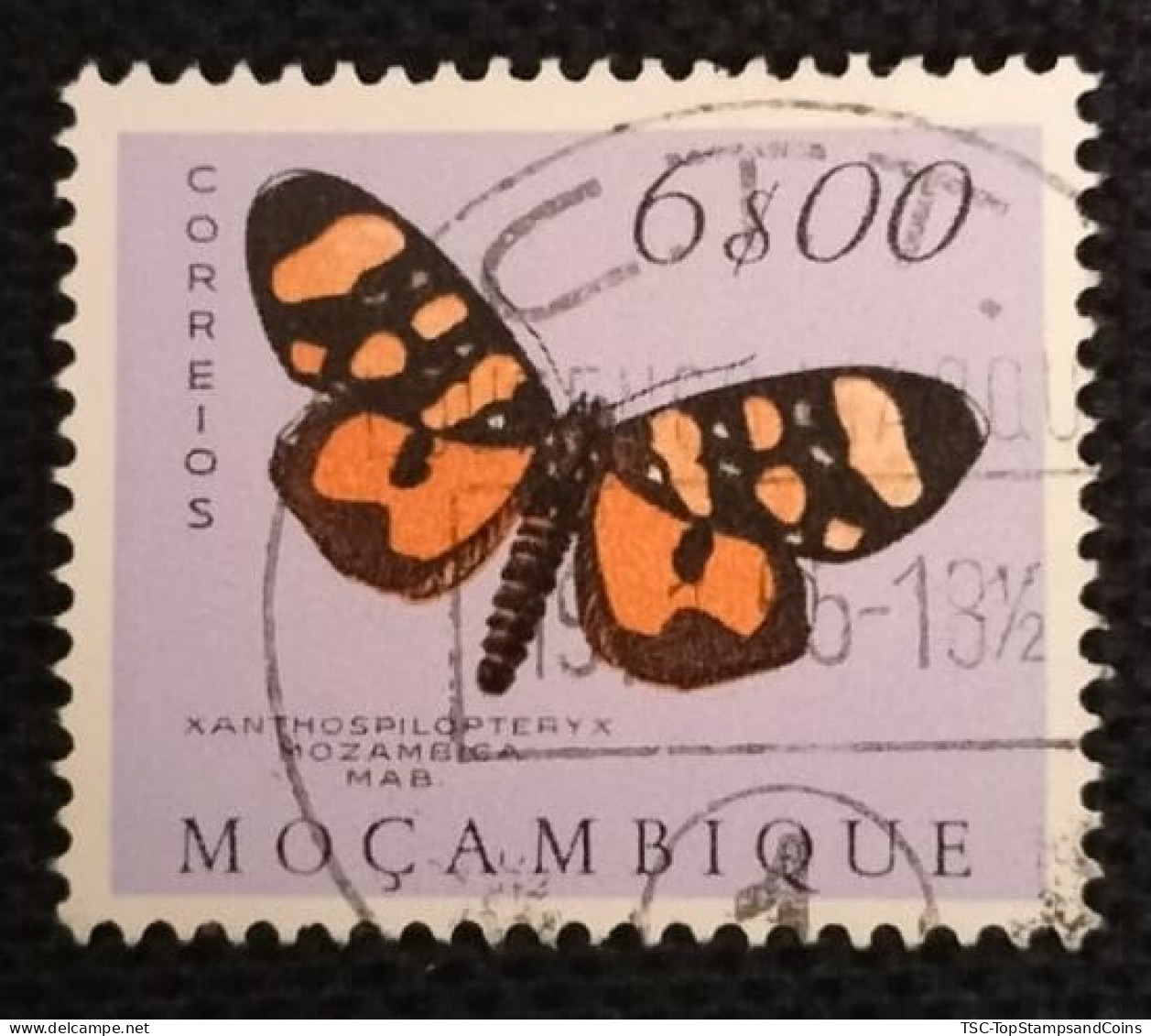 MOZPO0404UA - Mozambique Butterflies - 6$00 Used Stamp - Mozambique - 1953 - Mosambik