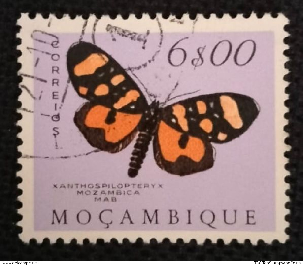 MOZPO0404UD - Mozambique Butterflies - 6$00 Used Stamp - Mozambique - 1953 - Mosambik