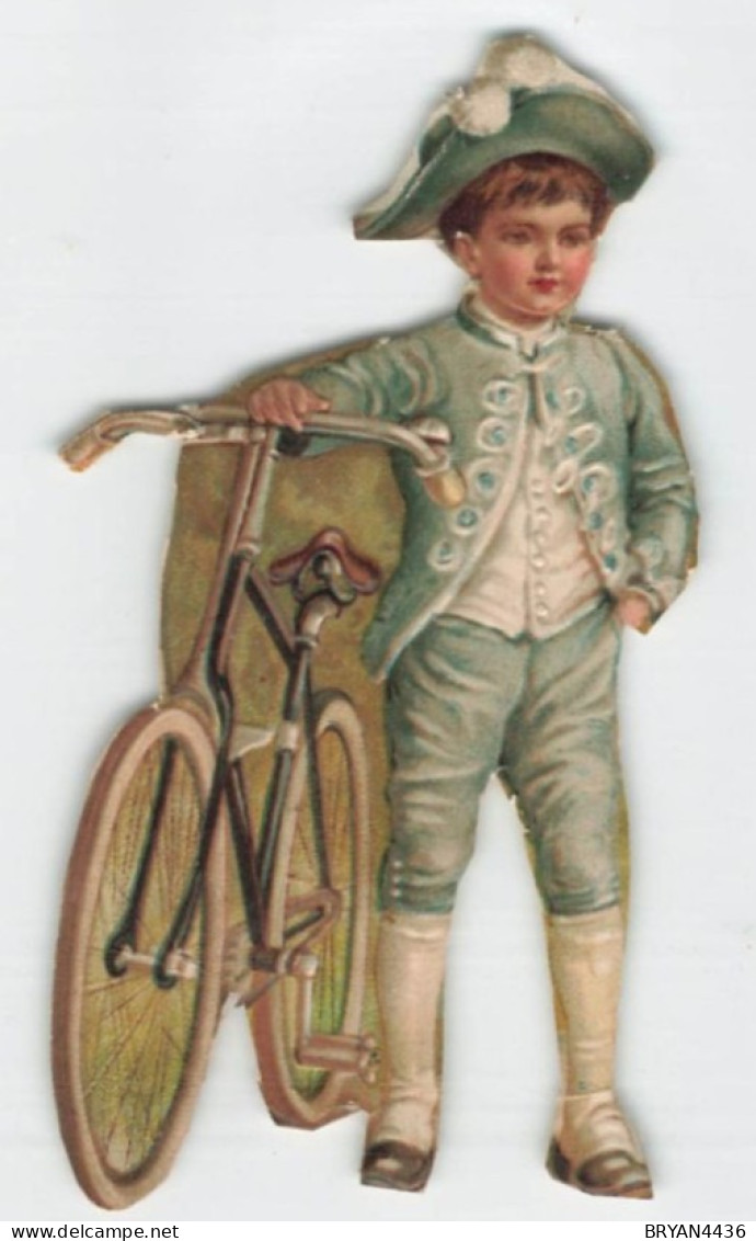 RARE DECOUPIS XIX° - ENFANT Au VELO -  (10,5x6cm) - 1880. - Children