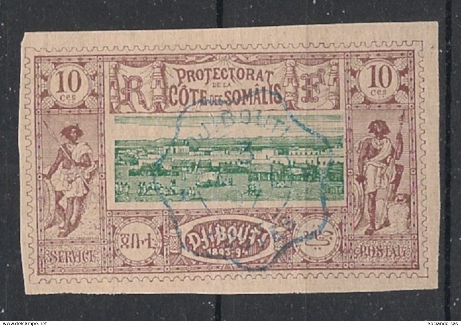 COTE DES SOMALIS - 1894-1900 - N°YT. 10 - Vue De Djibouti 10c Brun-lilas - Oblitéré / Used - Gebraucht