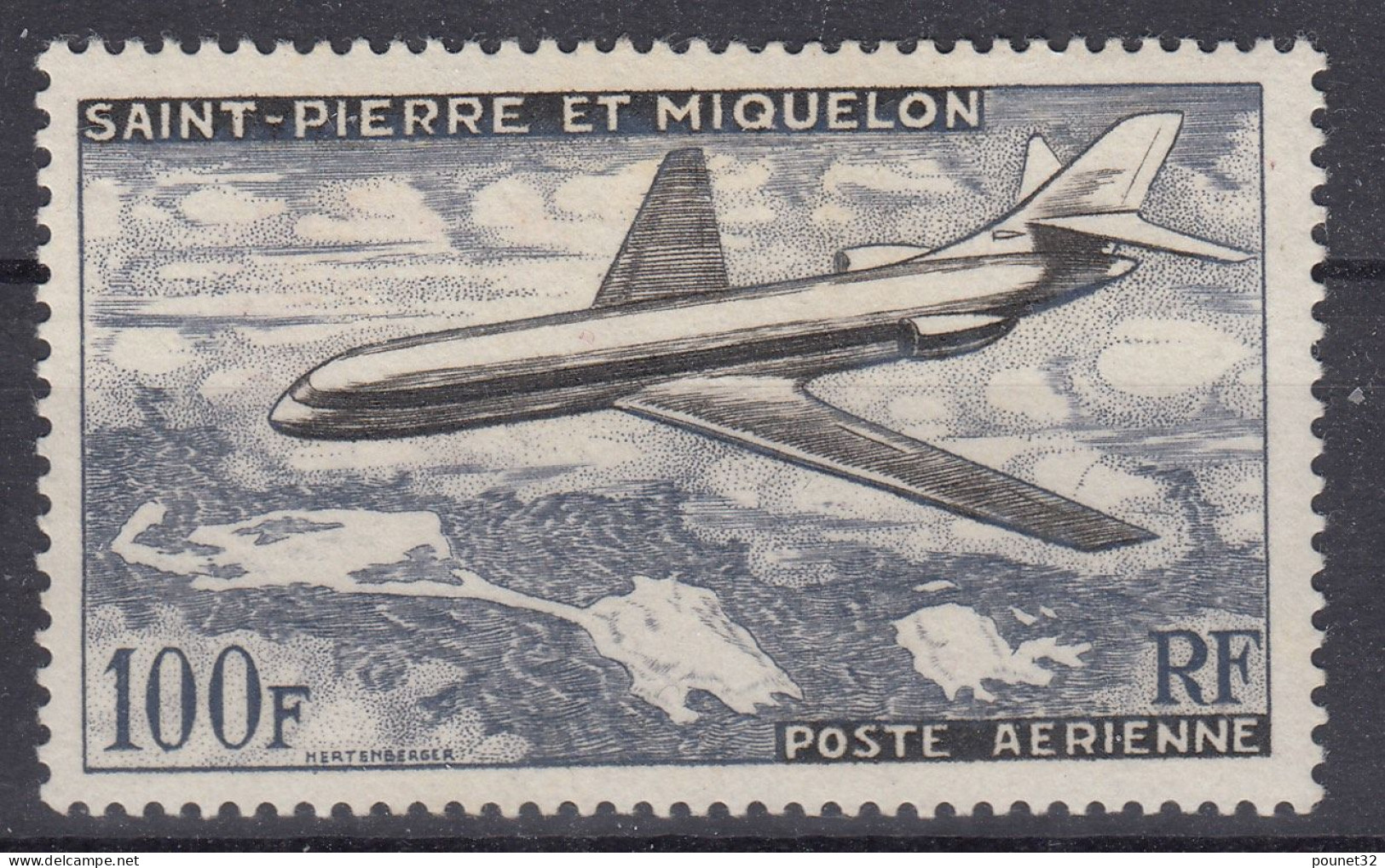 SAINT PIERRE & MIQUELON POSTE AERIENNE AVION N° 25 NEUF ** GOMME SANS CHARNIERE - Neufs