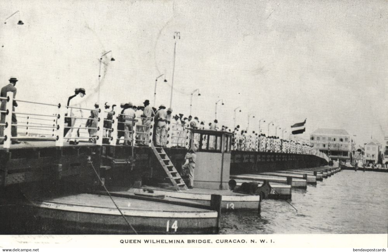 Curacao, N.W.I., WILLEMSTAD, Queen Wilhelmina Pontoon Bridge 1948 Kropp Postcard - Curaçao
