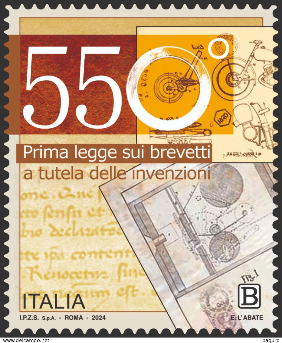 Italia Repubblica 2024 550º Anniversario Della Prima Legge Sui Brevetti MNH** Integro Valore 1,25 - 2021-...:  Nuevos