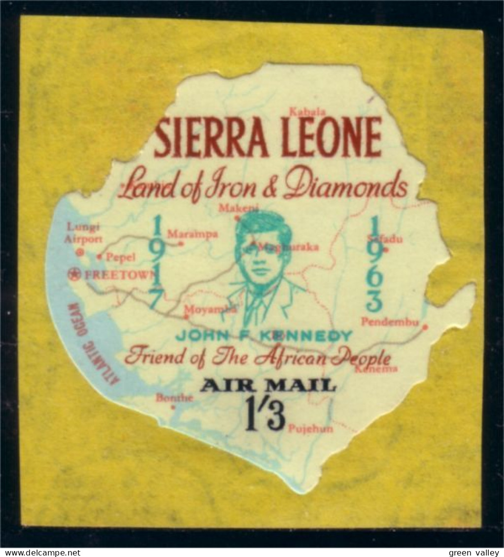 806 Sierra Leone John Kennedy Map Island Carte Ile Surcharge MNH ** Neuf SC (SIE-74) - Kennedy (John F.)