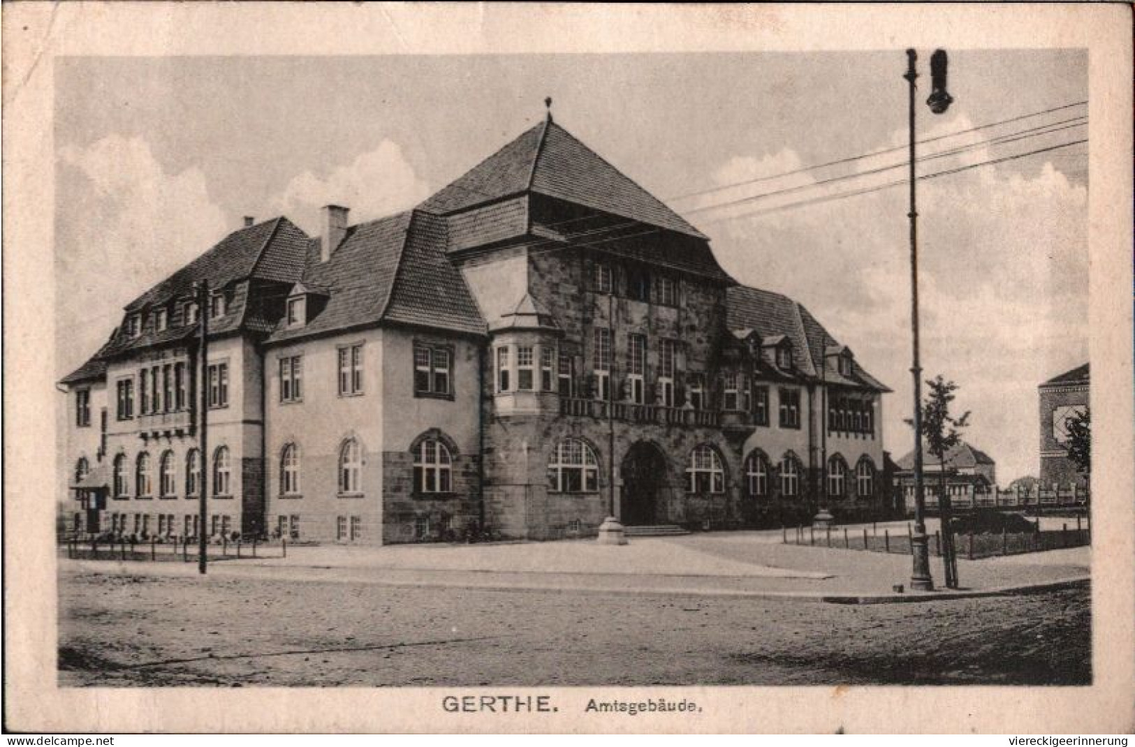 ! Alte Ansichtskarte Bochum Gerthe, Amtsgebäude, Feldpostkarte 1918, Kriegsgefangenen Arbeitskommando 66 - Bochum