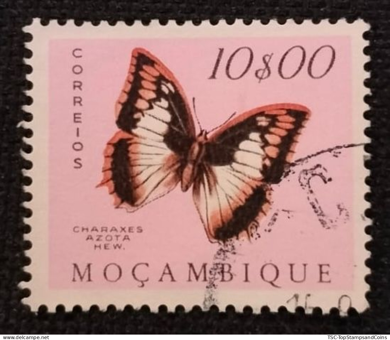 MOZPO0406U9 - Mozambique Butterflies - 10$00 Used Stamp - Mozambique - 1953 - Mosambik