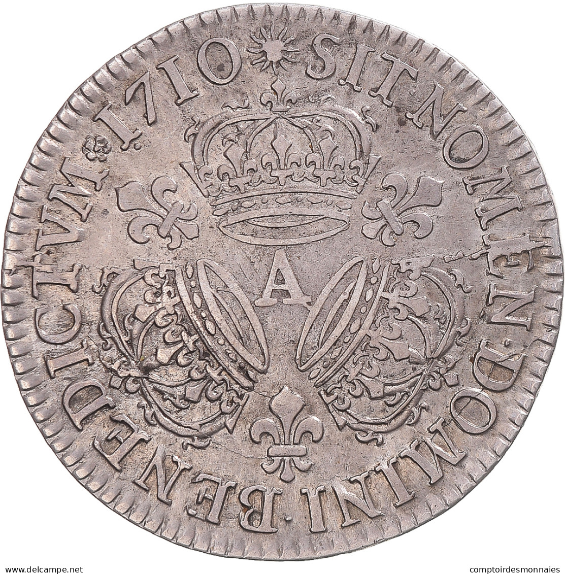 Monnaie, France, Louis XIV, 1/2 Ecu Aux Trois Couronnes, 1710, Paris, TTB+ - 1643-1715 Louis XIV The Great