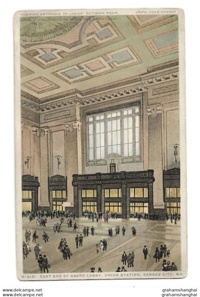 Postcard USA MO Kansas City New Union Station East End Of Grand Lobby Railways Unposted - Kansas City – Kansas