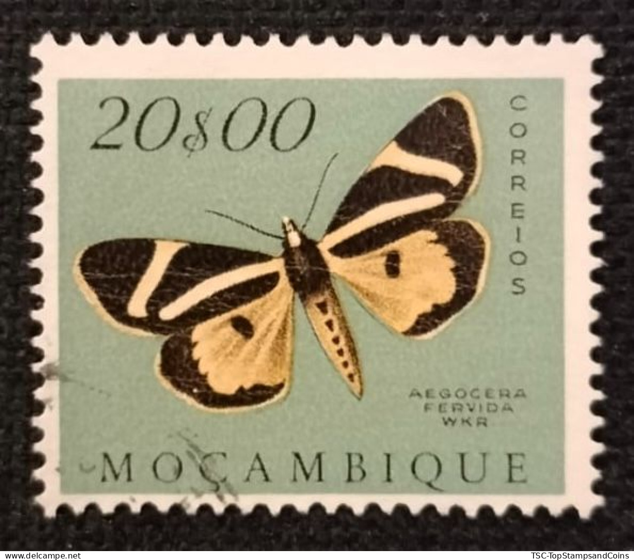 MOZPO0407U8 - Mozambique Butterflies - 20$00 Used Stamp - Mozambique - 1953 - Mozambique