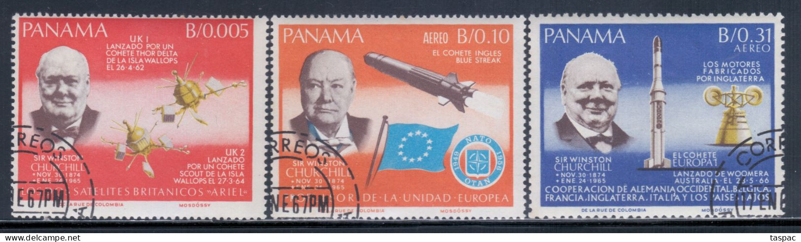 Panama 1966 Mi# 933-935 A Used - Sir Winston Churchill, British Satellites / Space - Amérique Du Nord