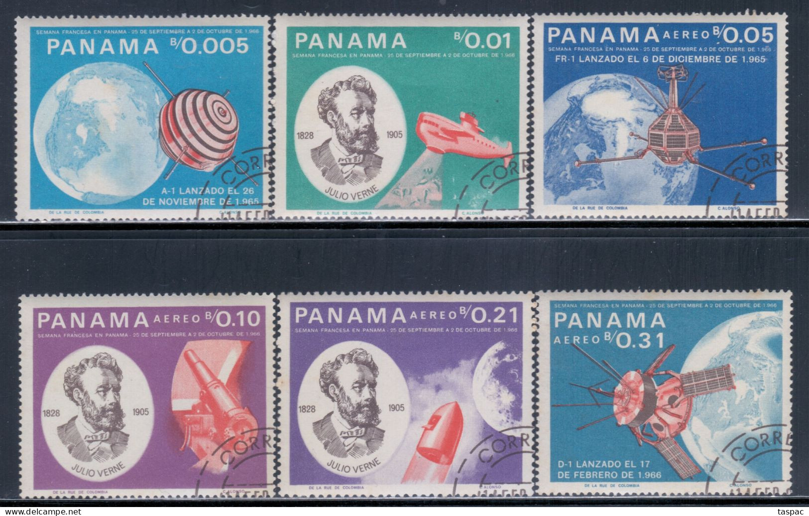 Panama 1966 Mi# 943-948 Used - Jules Verne / French Space Explorations - América Del Norte