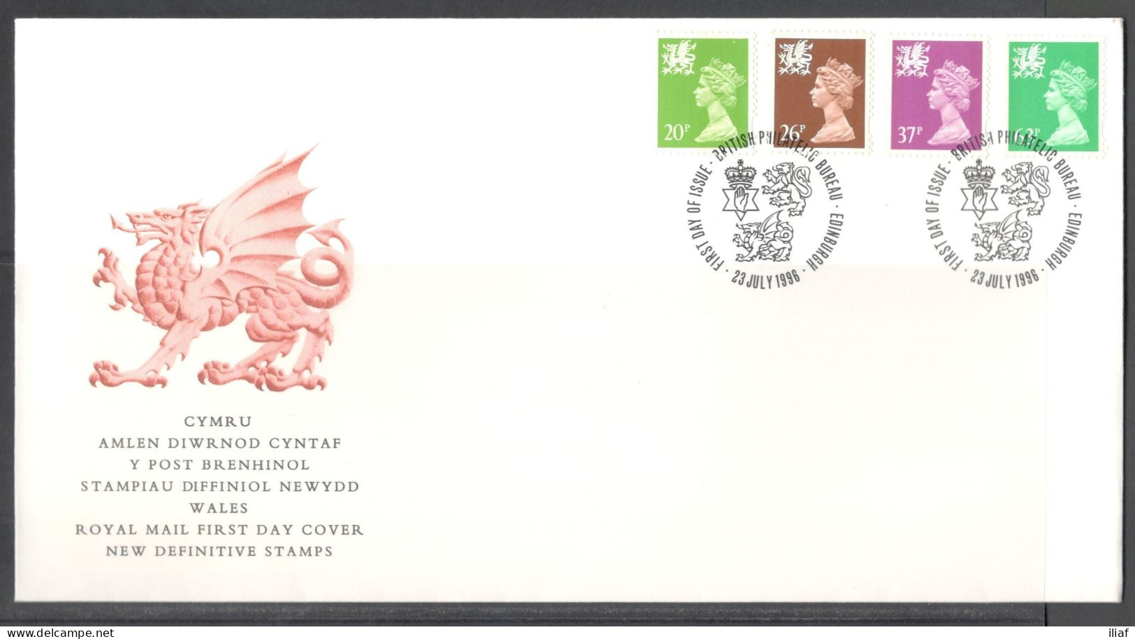 United Kingdom Of Great Britain: Wales Regional Issues.  FDC Sc. MH59, 61, 63,65.  Queen Elizabeth II - Wales - Machin P - Pays De Galles