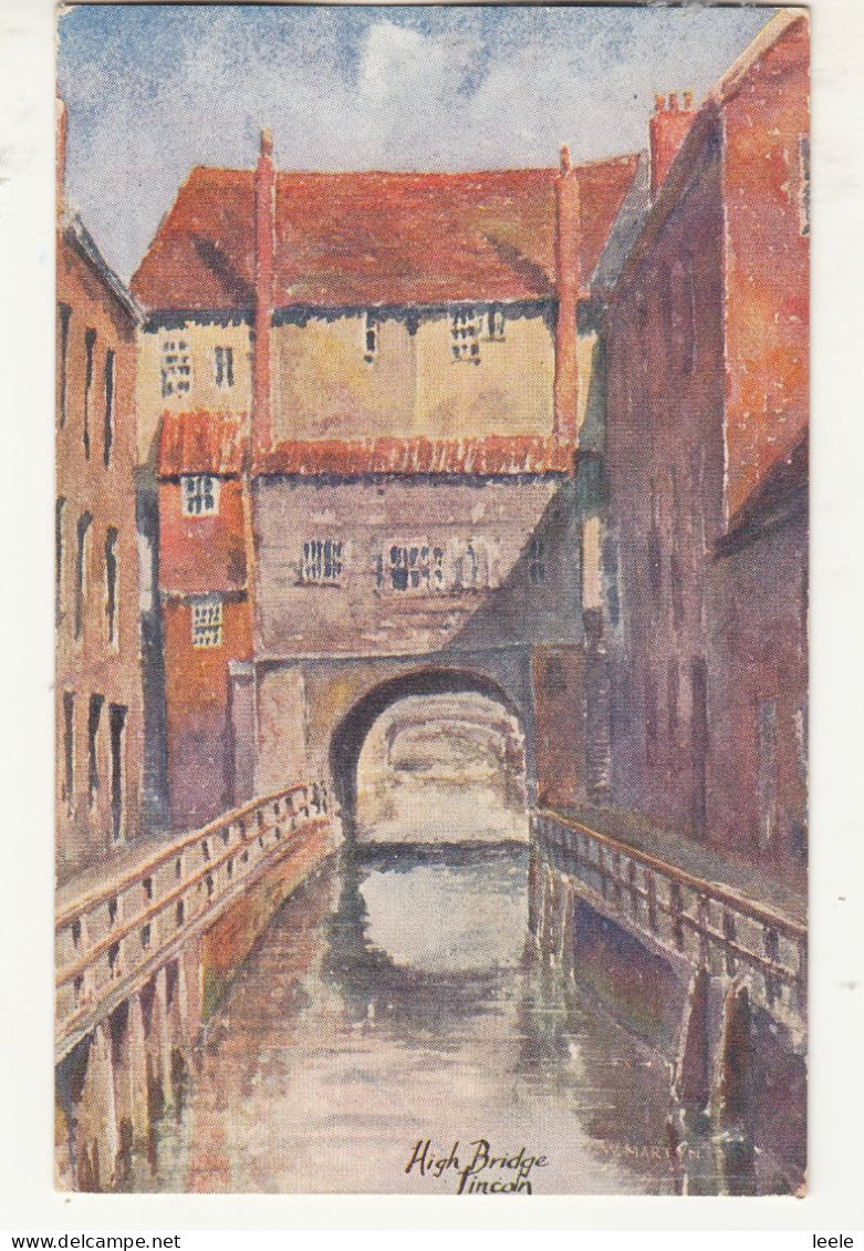 CQ80. Vintage Postcard. High Bridge, Lincoln. By G W Martyn - Lincoln