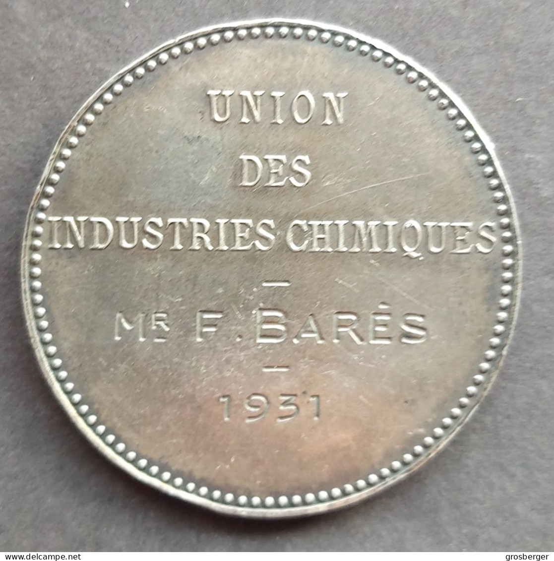 France Silver - Union Des Industries Chimiques 1931 - Industrial Awards Coins - Collections
