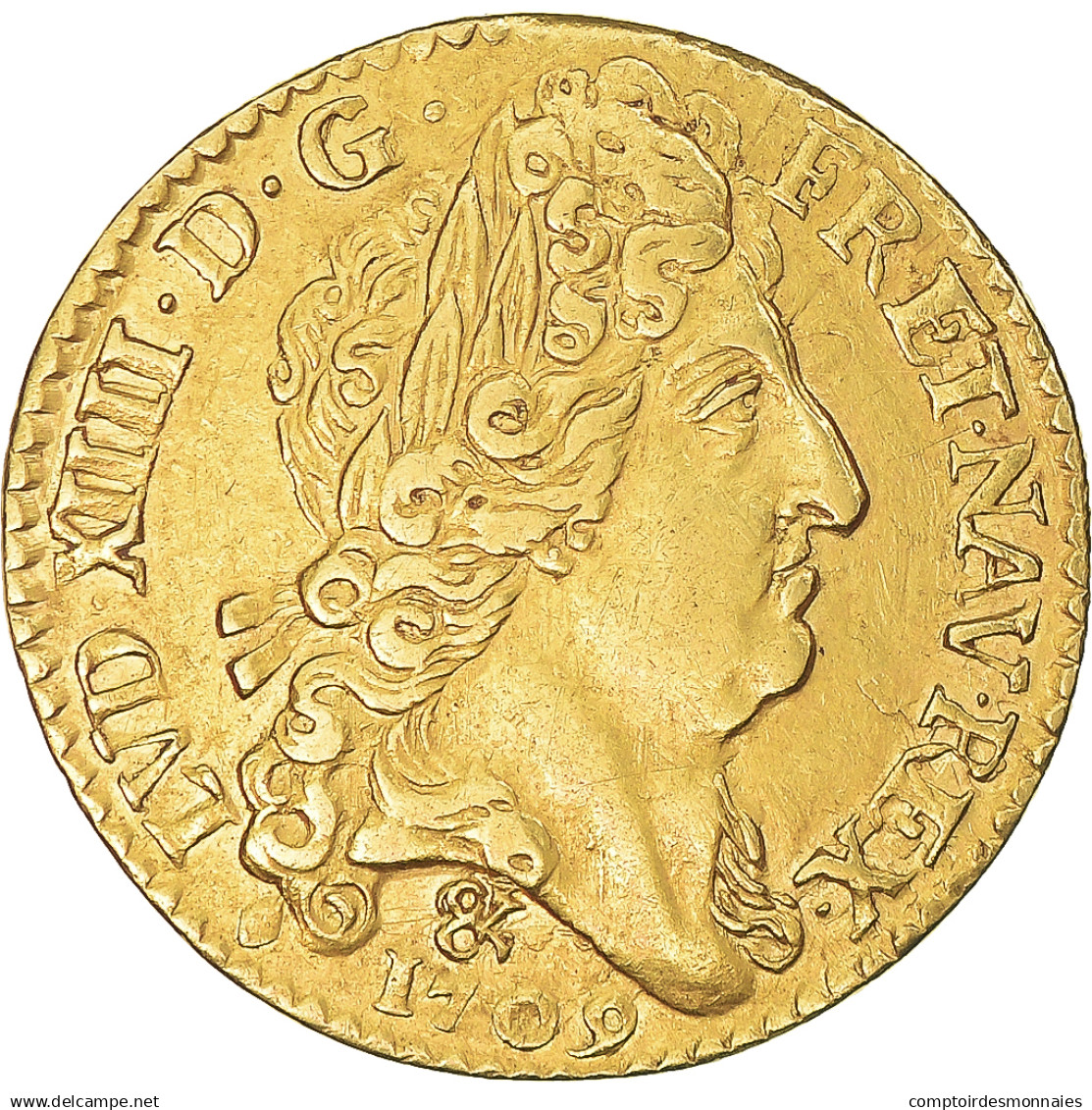 Monnaie, France, Louis XIV, Louis D'or Au Soleil, 1709, Aix, Rare, TTB+, Or - 1643-1715 Louis XIV Le Grand