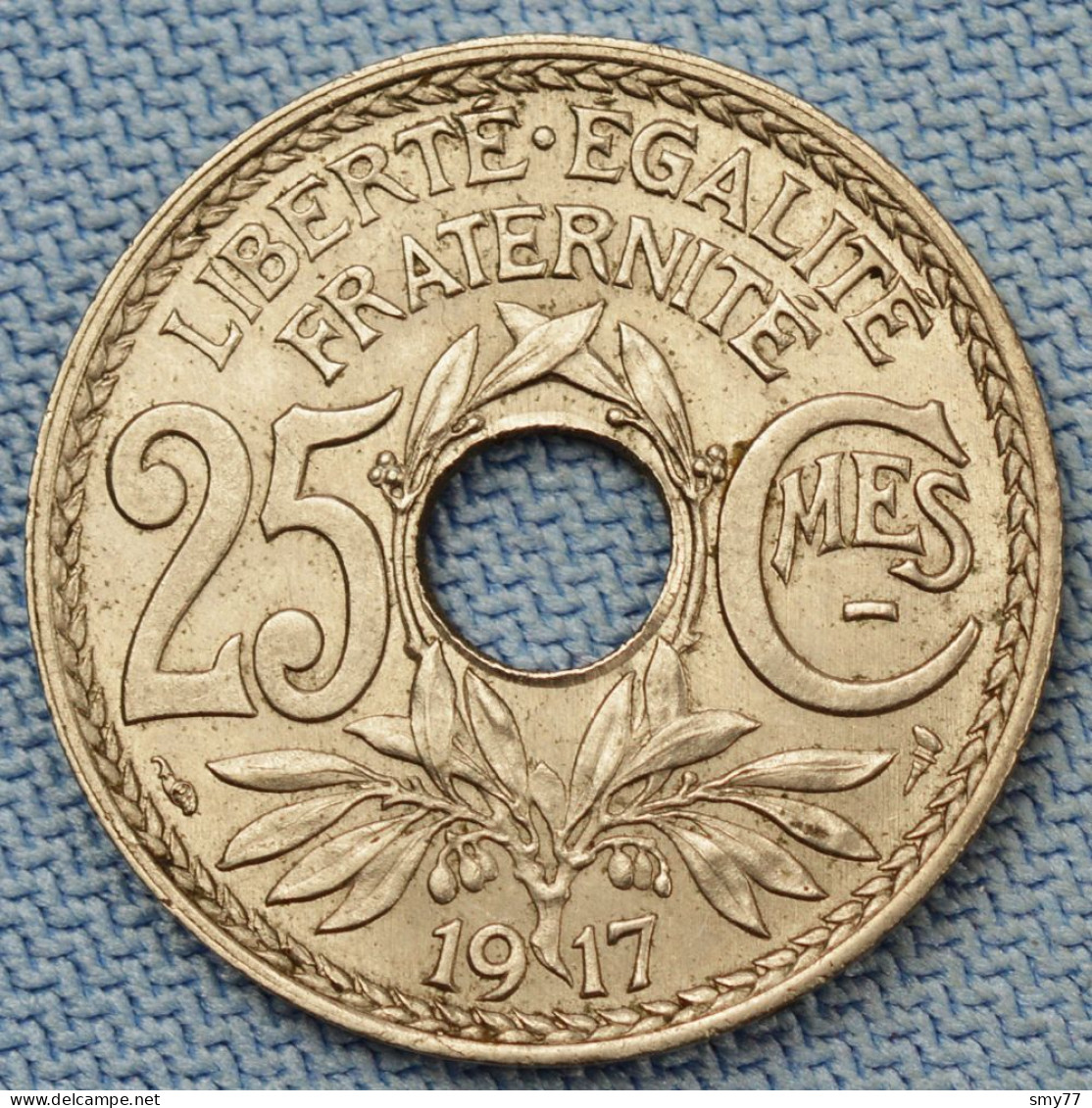 France • 25 Centimes  1917  ►souligné - Nickel ◄   SPL / AU60 • Rare En L'état • F#170/5 •  [24-517] - 25 Centimes