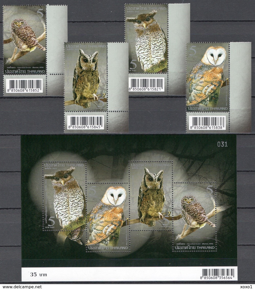 Thailand 2013 MiNr. 3312 - 3315 (Block 308) Owls Birds 4v+s\sh  MNH** 8.20 € - Hiboux & Chouettes