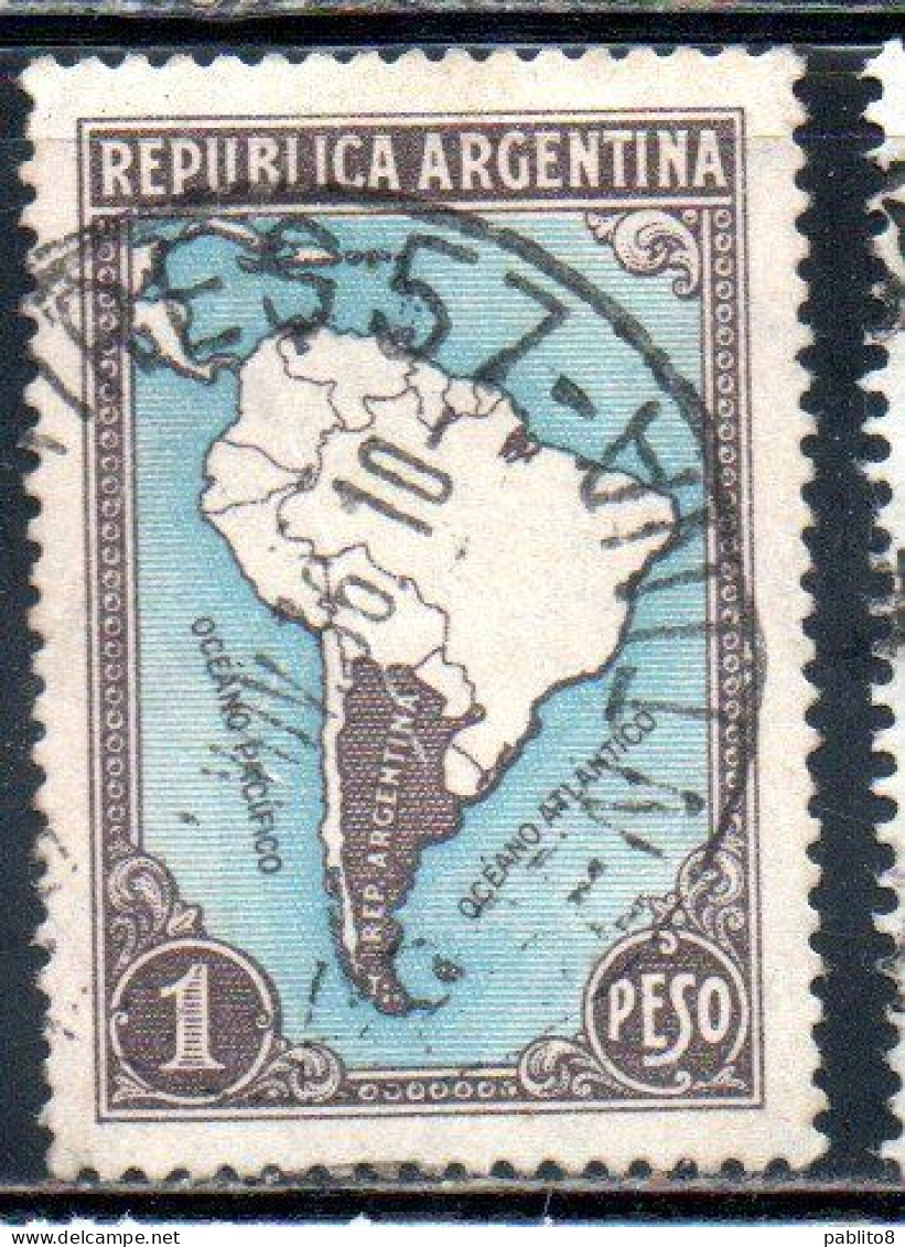 ARGENTINA 1935 1951 1936 MAP 1p USED USADO OBLITERE' - Used Stamps