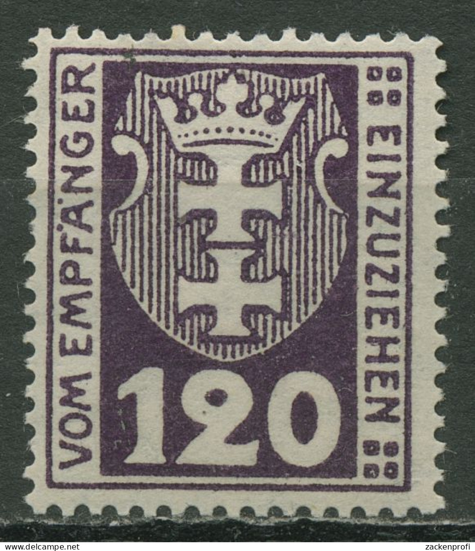 Danzig Portomarken 1921 Kleines Wappen Von Danzig P 7 A Mit Falz Geprüft - Impuestos