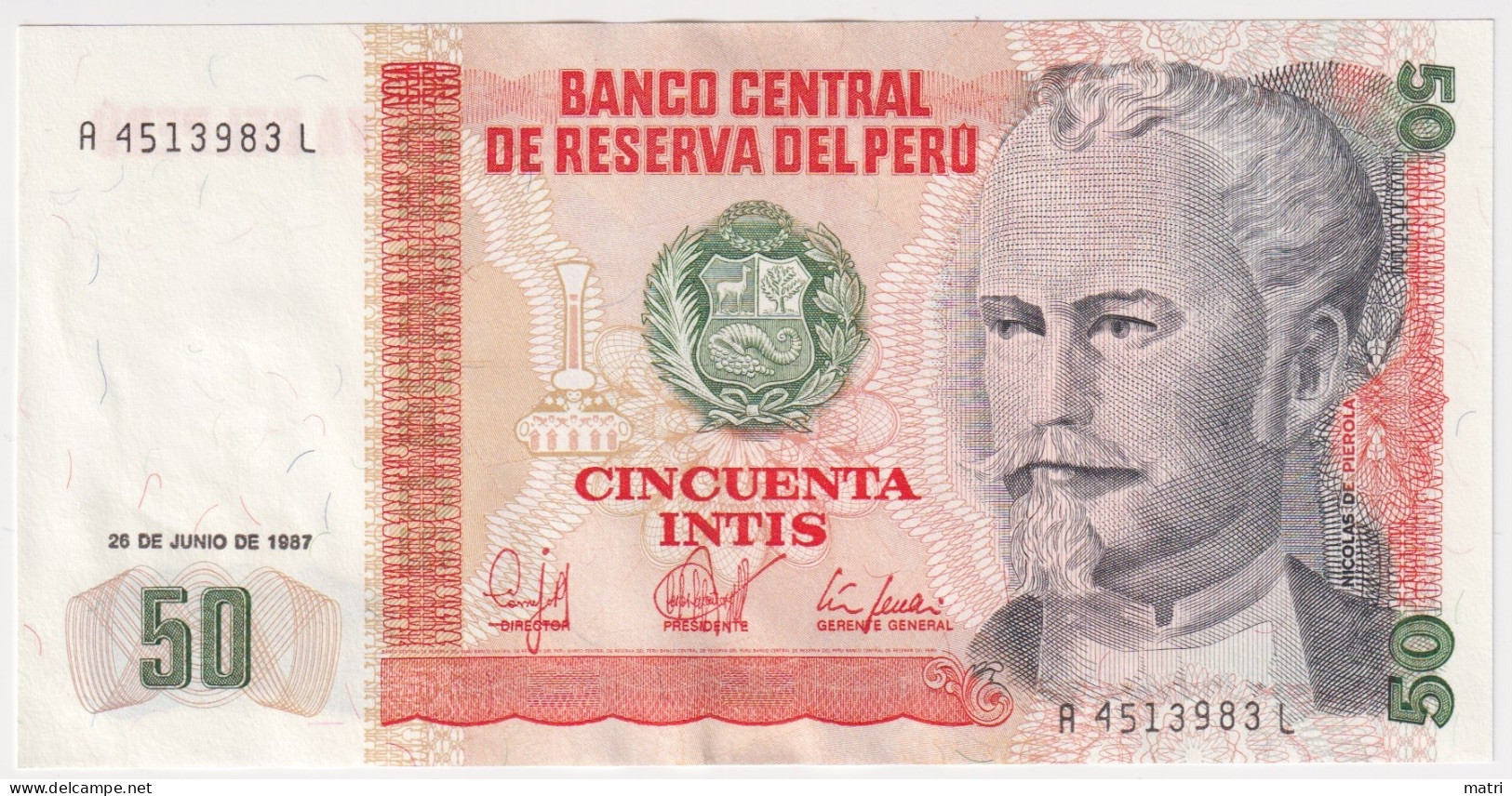 Peru 50 Intis 1987 - Pérou