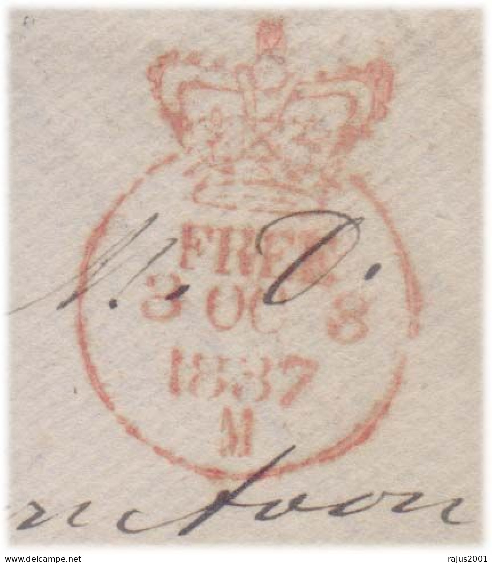 Great Britain 1837 STAMP LESS, STAMPLESS FREE, SIGNATURE OF THE SENDER ON COVER As Scan 1837 Cover - ...-1840 Vorläufer