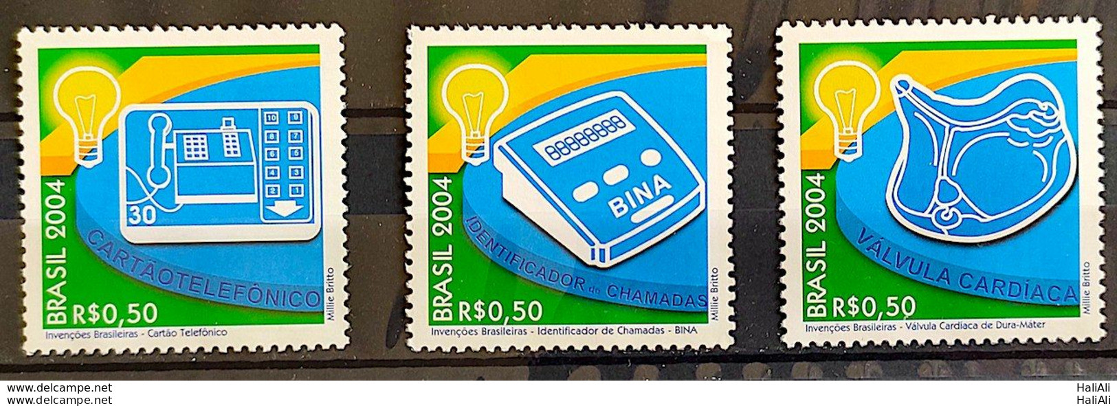 C 2583 Brazil Stamp Inventions Bina Card Phone Heart Valve Communication 2004 Complete Series - Neufs