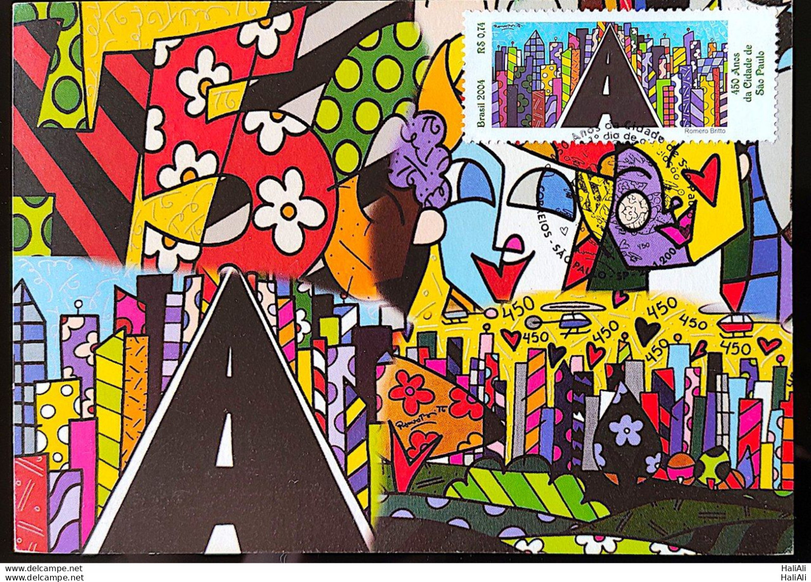 Brazil Maximum Card 2004 450 Years Of Sao Paulo Romero Britto Art Postcard CBC SP - Sonstige & Ohne Zuordnung