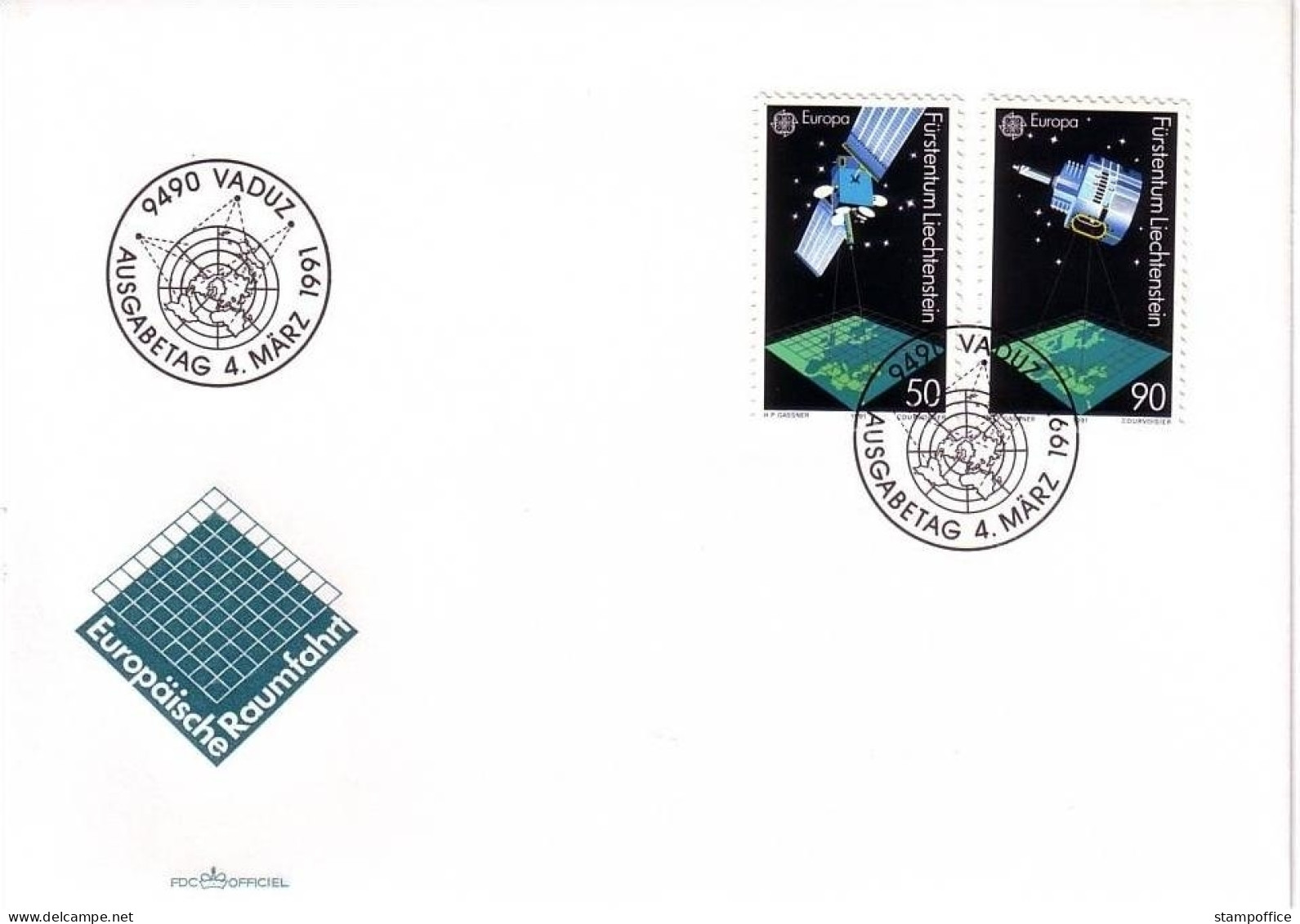 LIECHTENSTEIN MI-NR. 1011-1012 FDC EUROPA 1991 WELTRAUMFAHRT - 1991