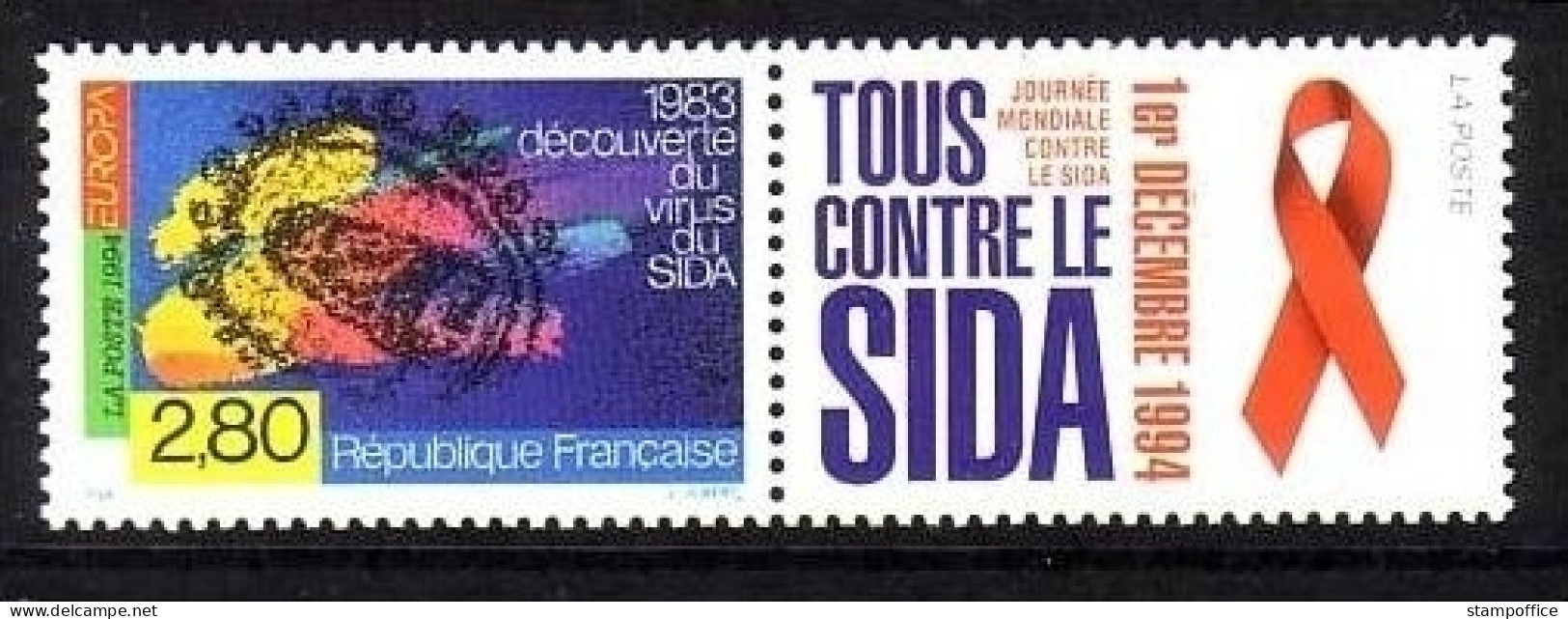 FRANKREICH MI-NR. 3021 POSTFRISCH(MINT) Mit Zierfeld WELT-AIDS-TAG EUROPA 1994 - 1994