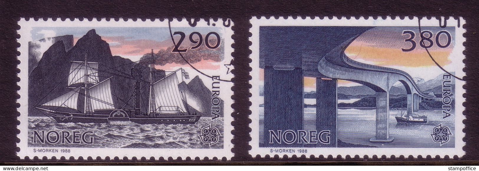 NORWEGEN MI-NR. 996-997 GESTEMPELT(USED) EUROPA 1988 TRANSPORTMITTEL RADDAMPFER BRÜCKE - 1988