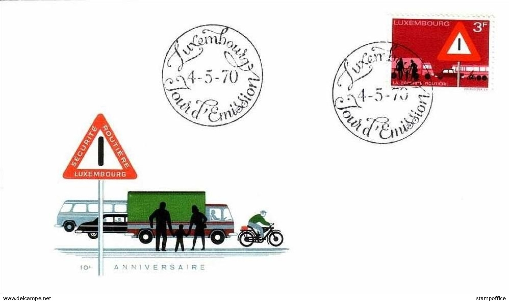 LUXEMBOURG MI-NR. 809 FDC VERKEHRSSICHERHEIT 1970 - FDC