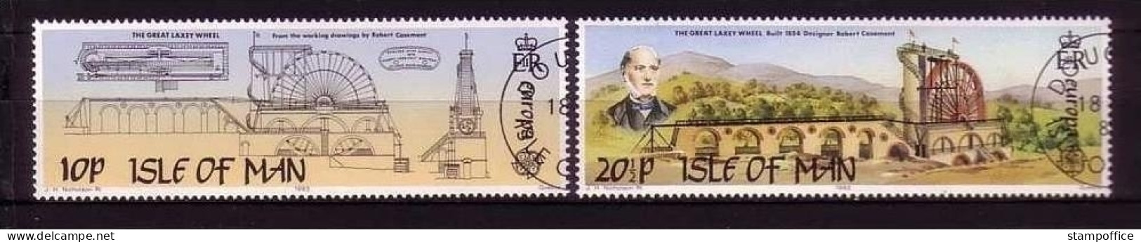 ISLE OF MAN MI-NR. 240-241 O EUROPA 1983 - GROSSE WERKE WASSERRAD - 1983