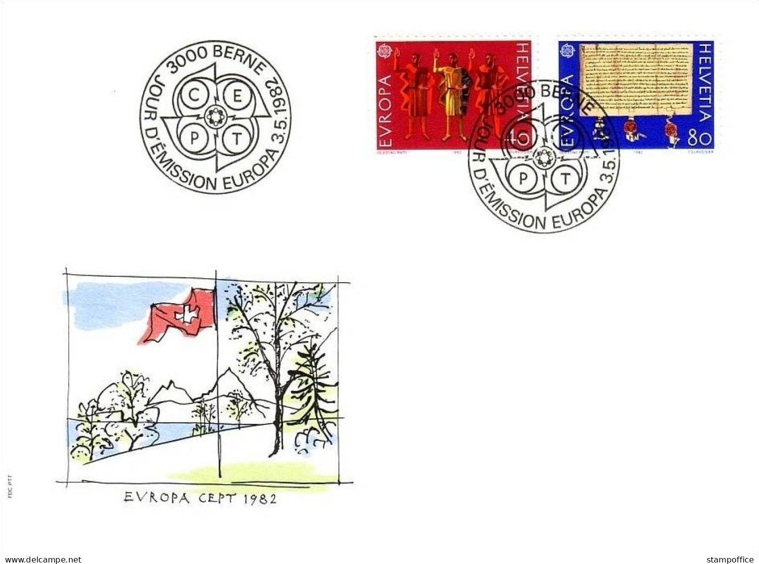 SCHWEIZ MI-NR. 1221-1222 FDC EUROPA 1982 HISTORISCHE EREIGNISSE - 1982