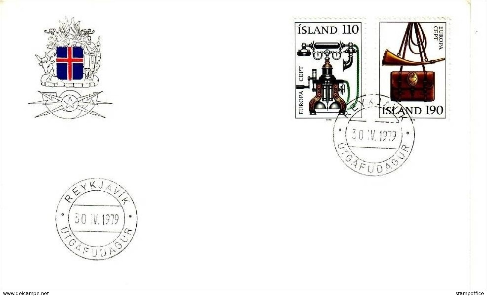 ISLAND MI-NR. 539-540 FDC EUROPA 1979 POST- UND FERNMELDEWESEN - 1979
