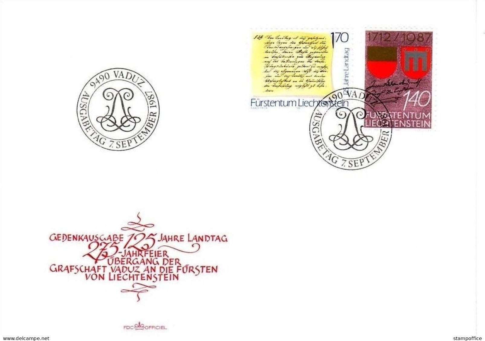 LIECHTENSTEIN MI-NR. 928-929 FDC WAPPEN - VERFASSUNGSURKUNDE - FDC