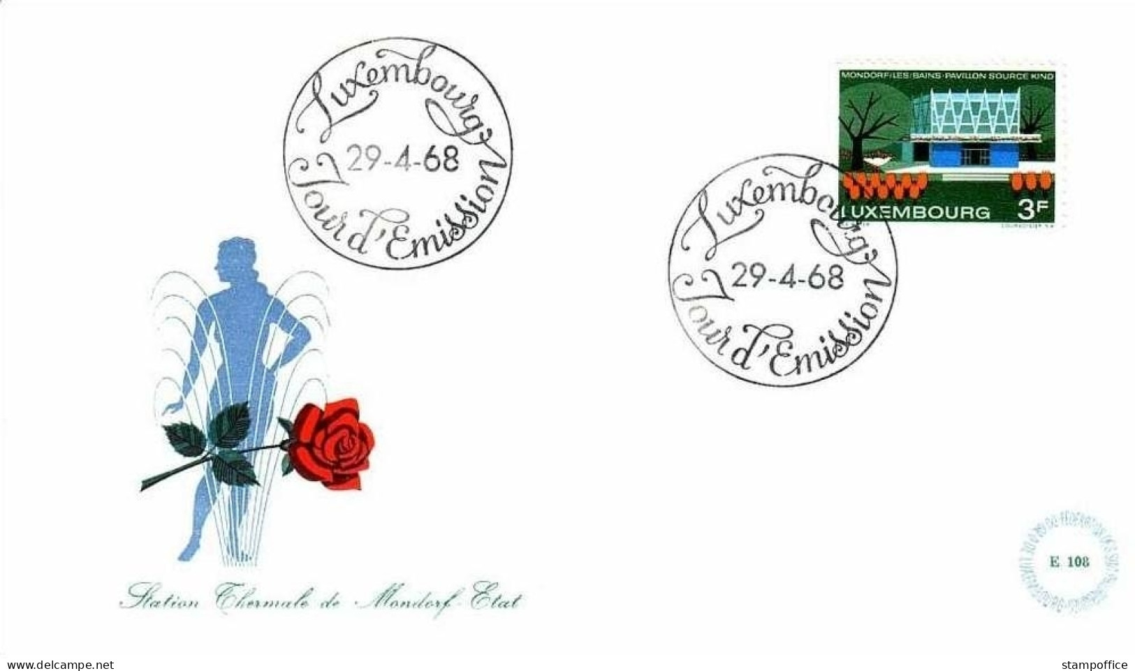 LUXEMBOURG MI-NR. 773 FDC MONDORF ROSE 1968 - FDC