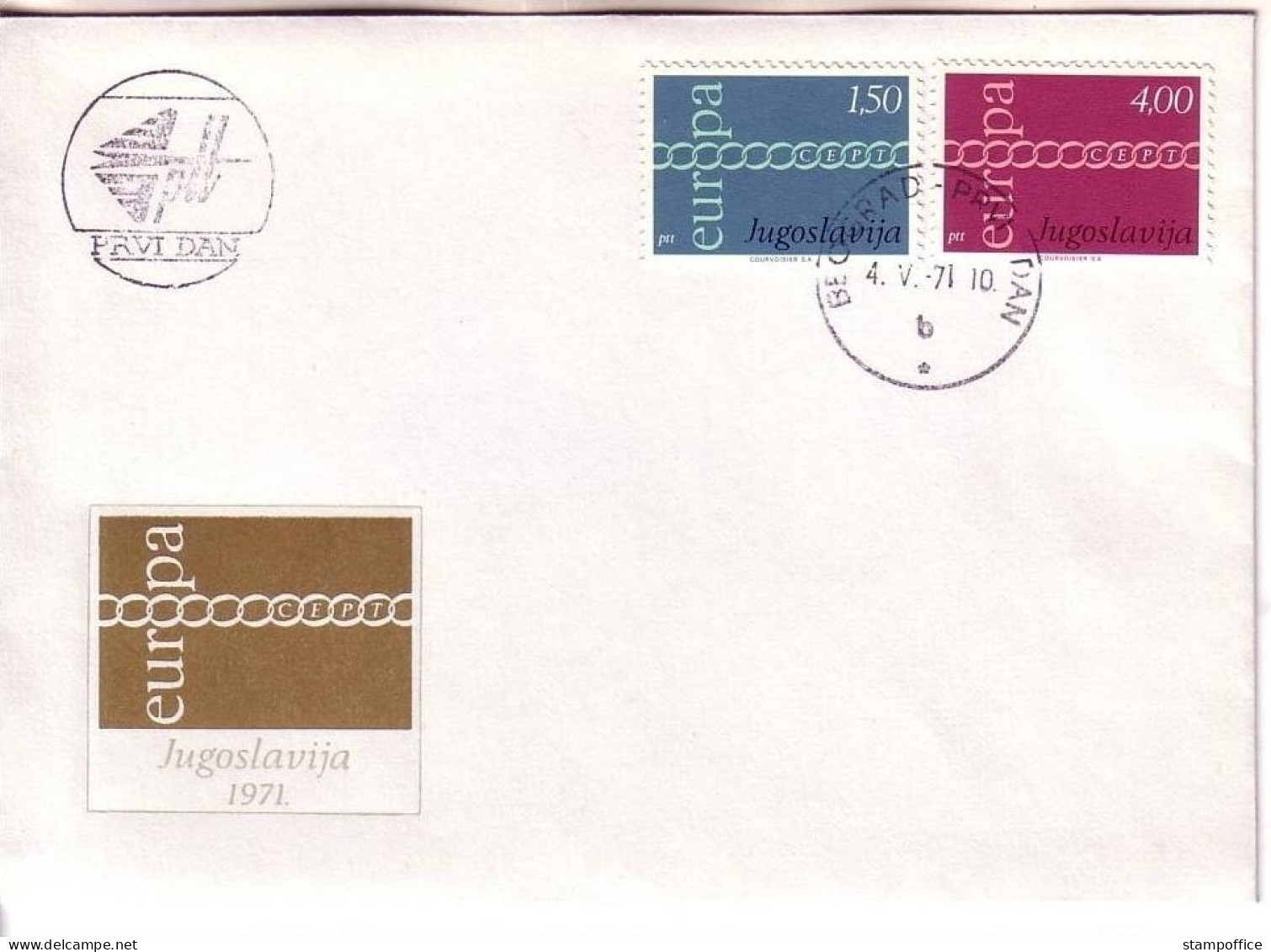 JUGOSLAWIEN MI-NR. 1416-1417 FDC EUROPA 1971 - KETTE - 1971