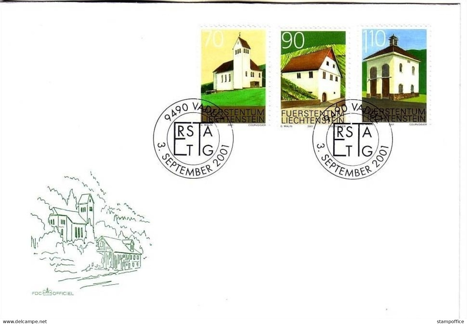 LIECHTENSTEIN MI-NR. 1268-1270 FDC ORTSBILDSCHUTZ - FDC